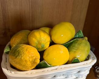 Italian porcelain lemons in a basket