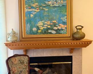Large Print in gilded frame and cute little occasional chair 