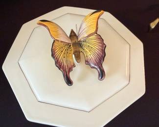 Italian Porcelain dish with Butterfly in Relief