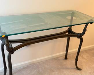 cast iron base and heavy glass top 