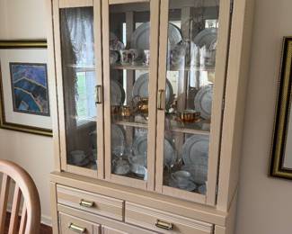 Blonde Oak smaller China cabinet vintage Retro