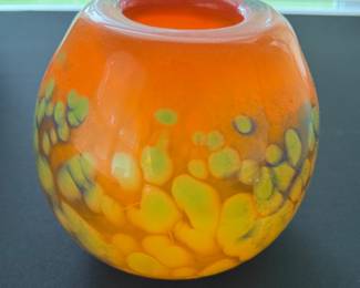 Cynde orange vase Art glass