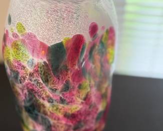 Multicolored hand blown vase