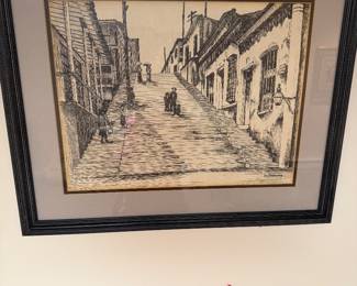 Engraving matted and framed