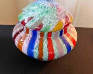 Rare Murano "Circus Tent large covered dish