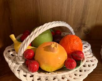 Porcelain basket of fruits