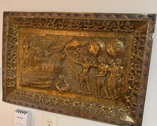 Embossed Sri Lanka brass wall hanging