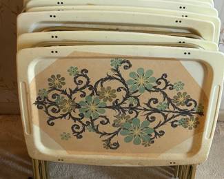 Set of Ten MCM Folding TV Trays