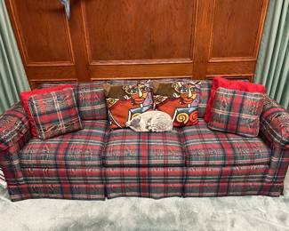 Plaid Upholstered Sofa