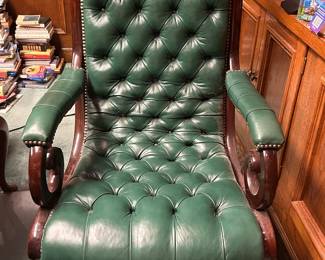 Vintage Green Tufted Leather Desk Chair