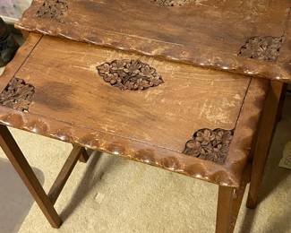 Vintage Hand Carved Nesting Tables