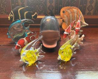 Collection of Decorative Glass and Ceramic Fish Figurines