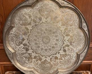 Antique Middle Eastern Brass Tray