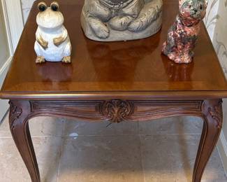 Vintage Carved Side Table w/ Animal Sculptures