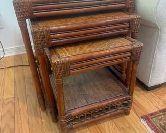 Bamboo and wicker nesting tables