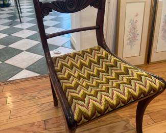 Antique chair with needles stitch