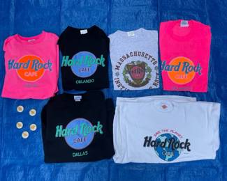 Lot Of Hard Rock Cafe Shirts And Buttons
