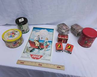 Lot Of Vintage Tins Including Coca Cola