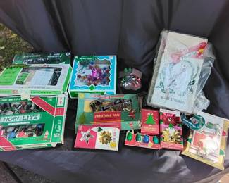 Lot Of Vintage Christmas Decor Including Glass Ornaments