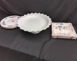Lot Of Various Dining Ceramic Plates And Cake Stand
