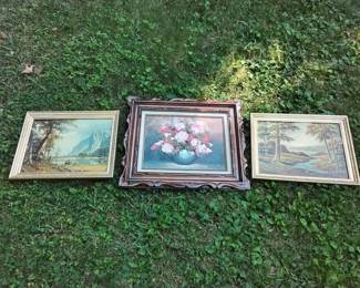 Two Vintage Prints And A Still Life Painting