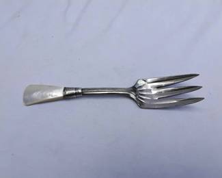 Antique Serving Fork With Sterling Silver and Mother Of Pearl Handle
