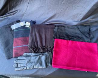 Lot Of Scarves And Coach Gloves