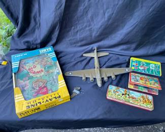 Vintage Plane Model, Game, And Watercolors
