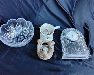 Lot Of Decor Including Crystal Clock