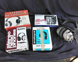 Vintage Headphones And Portable Radio