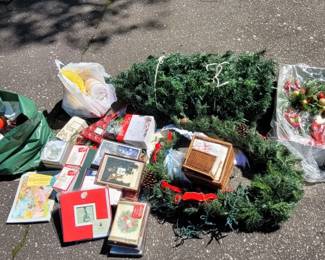 Lot of Holiday Cards and Decor