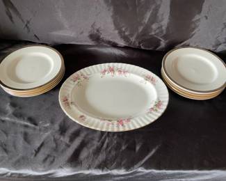 White Dishes And Floral Platter