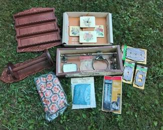 Lot Of Vintage Decor Including Towel Bar And Socket Covers