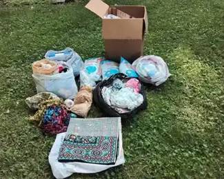 Large Lot Of Craft Supplies Including Fabric And Batting