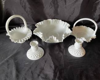 Vintage Milk Glass Bowls And Candlesticks