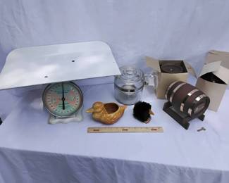 Lot Of Vintage Items Including A Baby Scale