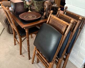 Bamboo style folding table and 4 chairs