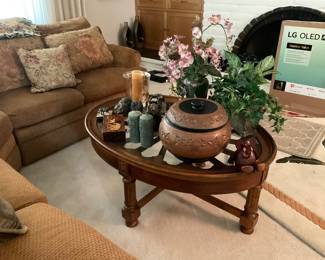 Glass and wood coffee table, decor