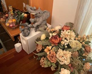 Floral arrangements, elephants
