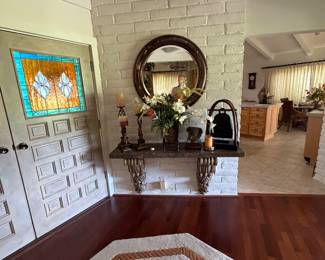 Front entry, decor, mirror, area rug