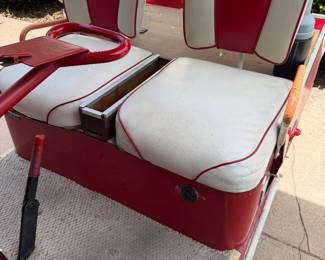 Tee bird golf cart, red and white upholstery