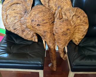 Hand carved wood elephant by Richard Vest