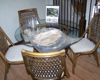 GLASS-TOP DINETTE TABLE & 4 CHAIRS