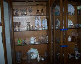 STEMWARE, ANTIQUE PLATES & FIGURINES