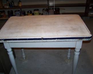 OLD PORCELAIN-TOP TABLE