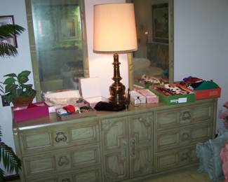 GREEN DRESSER & MIRRORS, NECKTIES & MISC.