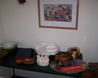 NEST OF BOWLS, NEEDLEWORK PICTURE & OTHER SMALLS