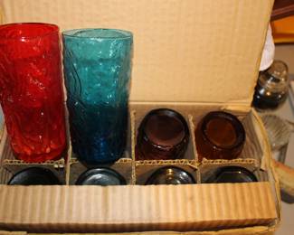 Mid century glass set, new in box