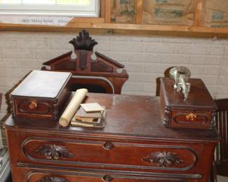 Walnut antique chest with mirror