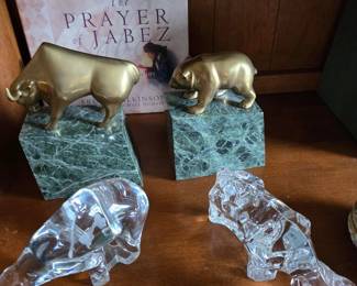 Bronze on marble, glass set